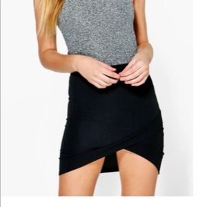 Petite Lila Wrap Front Curved Hem Mini Skirt